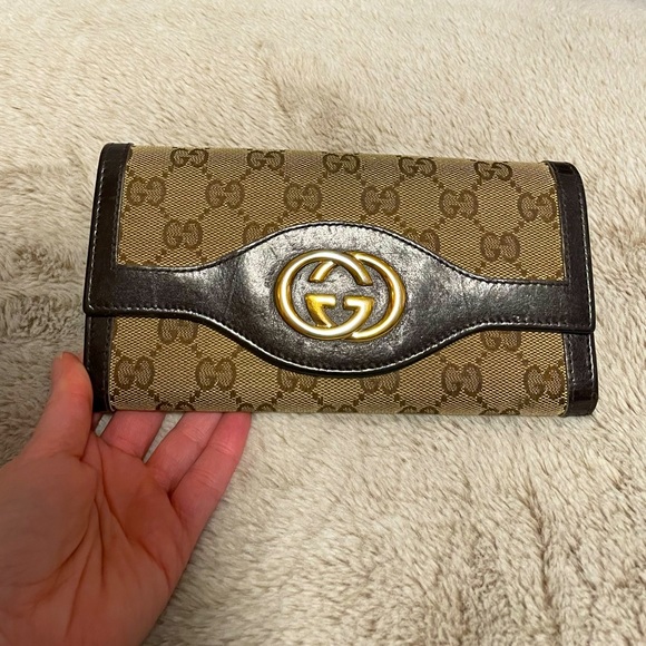 EUC Gucci Double GG Sukey Continental Long Wallet w/signature GG Supreme canvas - Picture 3 of 16